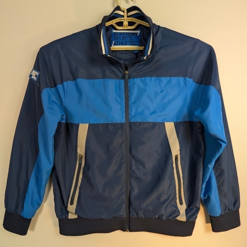 SuperDry Jacket Mens XL Blue Colorblock Coat Blokecore Lightweight